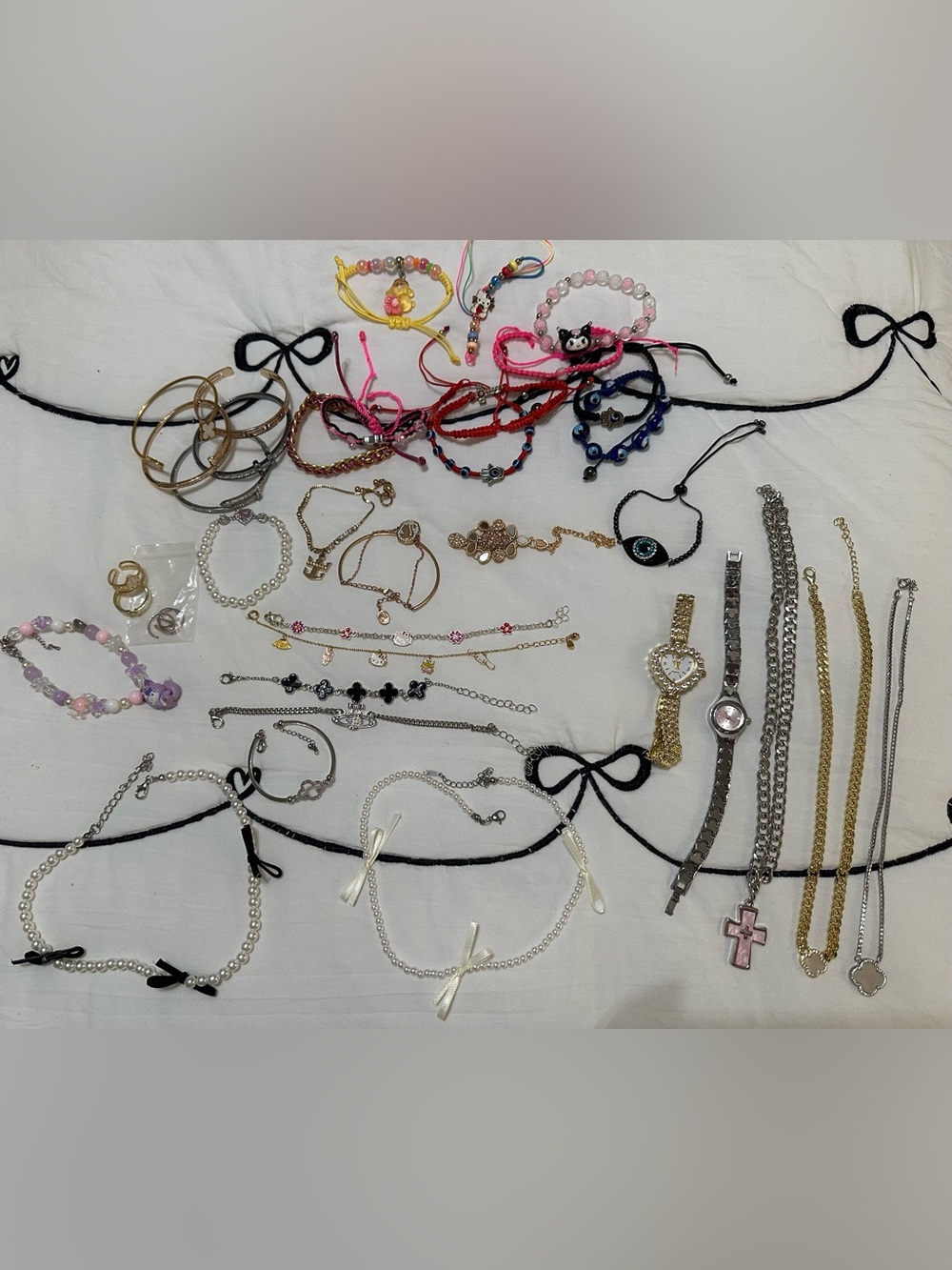 Assorted Women's Multi-Color Beaded and Charm Bracelet Set